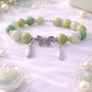 green jade inspired butterfly charm bracelet